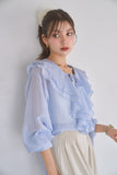 ラッセルカラーセミシアーブラウス　BLUE