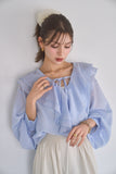 ラッセルカラーセミシアーブラウス　BLUE