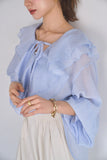 ラッセルカラーセミシアーブラウス　BLUE