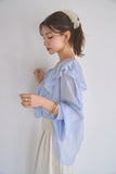 ラッセルカラーセミシアーブラウス　BLUE