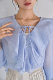 ラッセルカラーセミシアーブラウス　BLUE