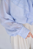 ラッセルカラーセミシアーブラウス　BLUE