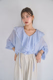 ラッセルカラーセミシアーブラウス　BLUE