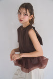 ペプラムバルーンドッキングニットトップス　BROWN