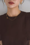 ペプラムバルーンドッキングニットトップス　BROWN