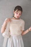 リボンヤーンサマーニットトップス　IVORY