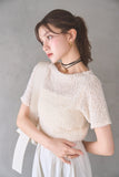 リボンヤーンサマーニットトップス　IVORY
