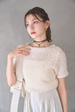リボンヤーンサマーニットトップス　IVORY