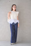 ペプラムバルーンドッキングニットトップス　IVORY
