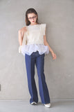 ペプラムバルーンドッキングニットトップス　IVORY