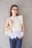 ペプラムバルーンドッキングニットトップス　IVORY