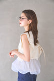 ペプラムバルーンドッキングニットトップス　IVORY