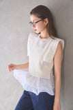 ペプラムバルーンドッキングニットトップス　IVORY