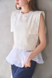 ペプラムバルーンドッキングニットトップス　IVORY