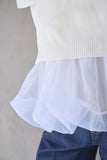 ペプラムバルーンドッキングニットトップス　IVORY