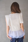 ペプラムバルーンドッキングニットトップス　IVORY