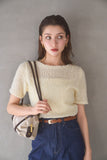リボンヤーンサマーニットトップス　YELLOW
