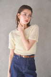 リボンヤーンサマーニットトップス　YELLOW