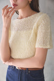 リボンヤーンサマーニットトップス　YELLOW
