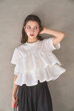 【残りわずか！】ドッキングフリルTシャツ　WHITE