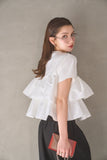 【残りわずか！】ドッキングフリルTシャツ　WHITE
