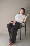 【残りわずか！】ドッキングフリルTシャツ　WHITE