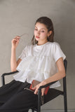 【残りわずか！】ドッキングフリルTシャツ　WHITE