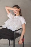 【残りわずか！】ドッキングフリルTシャツ　WHITE