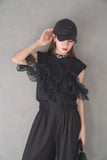 3wayフリルノースリトップス　BLACK