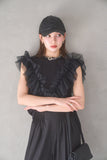 3wayフリルノースリトップス　BLACK