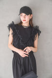 3wayフリルノースリトップス　BLACK