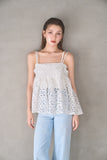 チュールフラワー刺繍キャミ　OFF WHITE