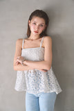 チュールフラワー刺繍キャミ　OFF WHITE