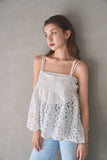 チュールフラワー刺繍キャミ　OFF WHITE