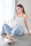 チュールフラワー刺繍キャミ　OFF WHITE