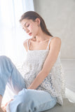 チュールフラワー刺繍キャミ　OFF WHITE