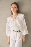 ラッセルカラーセミシアーブラウス　OFF WHITE