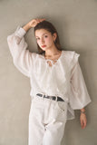 ラッセルカラーセミシアーブラウス　OFF WHITE