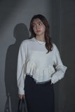 カットジョーゼットフリルトップス　IVORY
