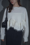 カットジョーゼットフリルトップス　IVORY