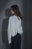 カットジョーゼットフリルトップス　IVORY