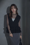 ２WAYモヘアフリルベスト　BLACK