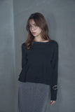 ダブルペプラムトップス　BLACK