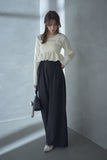 ピンタックワイドパンツ　BLACK