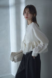 カットジョーゼットフリルトップス　IVORY