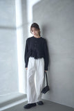 カットジョーゼットフリルトップス　BLACK