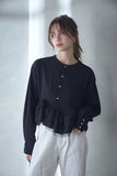カットジョーゼットフリルトップス　BLACK