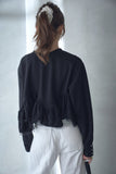 カットジョーゼットフリルトップス　BLACK