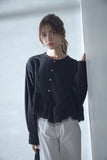 カットジョーゼットフリルトップス　BLACK