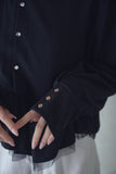 カットジョーゼットフリルトップス　BLACK